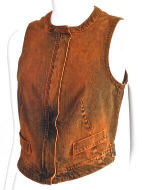 Kenzo Jeans Distressed Denim Front Zip Vest - Italy